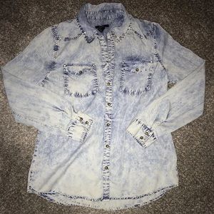 Stone Washed Shirt with Studs